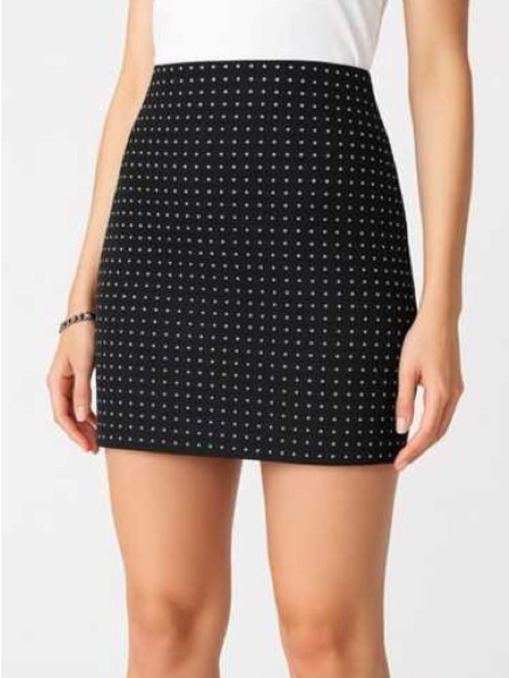 AllSaints Remsen denim studded pencil skirt in washed black gray XS